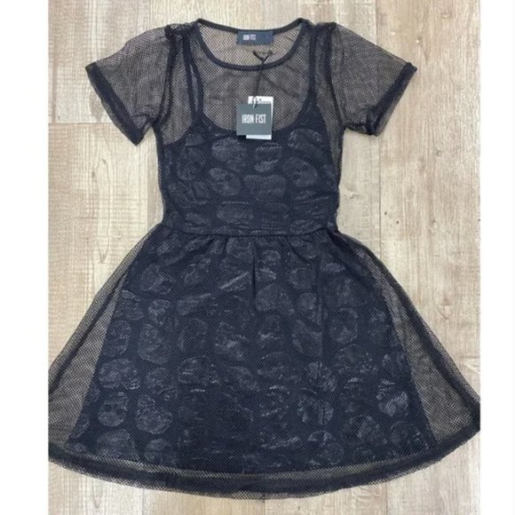 Iron Fist Dresses & Skirts - Iron Fist Skullz Club Mesh Dresses In BLACK: Plus Sizes